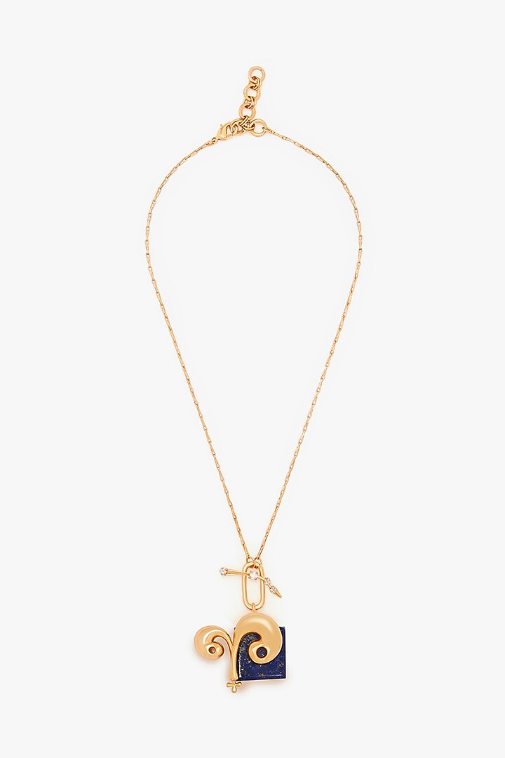 Gold Plated Cubic Zirconia Zodiac Pendant Necklace by Outhouse at Pernia's Pop Up Shop