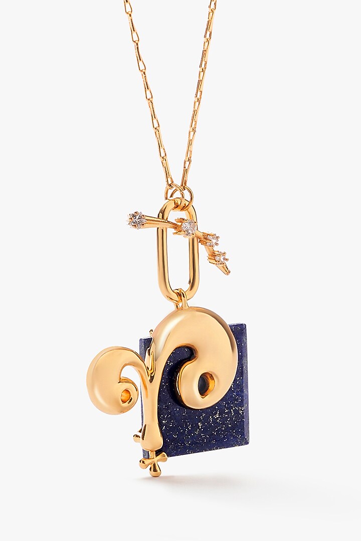 Gold Plated Cubic Zirconia Zodiac Pendant Necklace by Outhouse at Pernia's Pop Up Shop