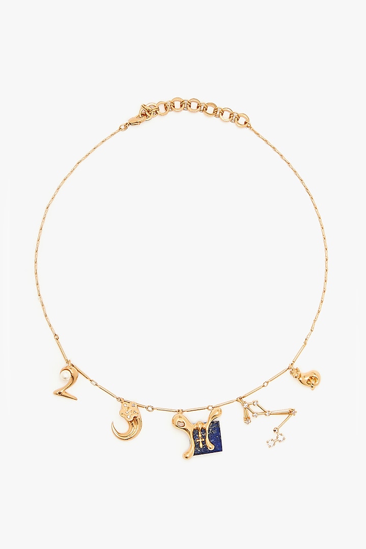 Gold Plated Handcrafted Zodiac Pendant Necklace by Outhouse at Pernia's Pop Up Shop