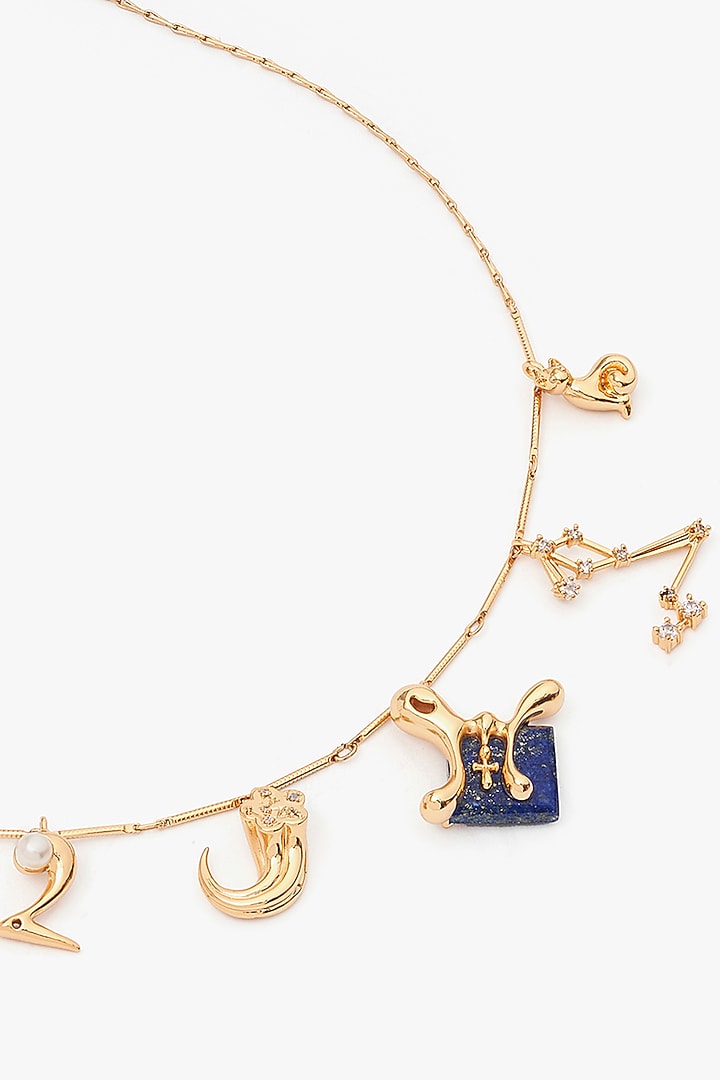Gold Plated Handcrafted Zodiac Pendant Necklace by Outhouse at Pernia's Pop Up Shop