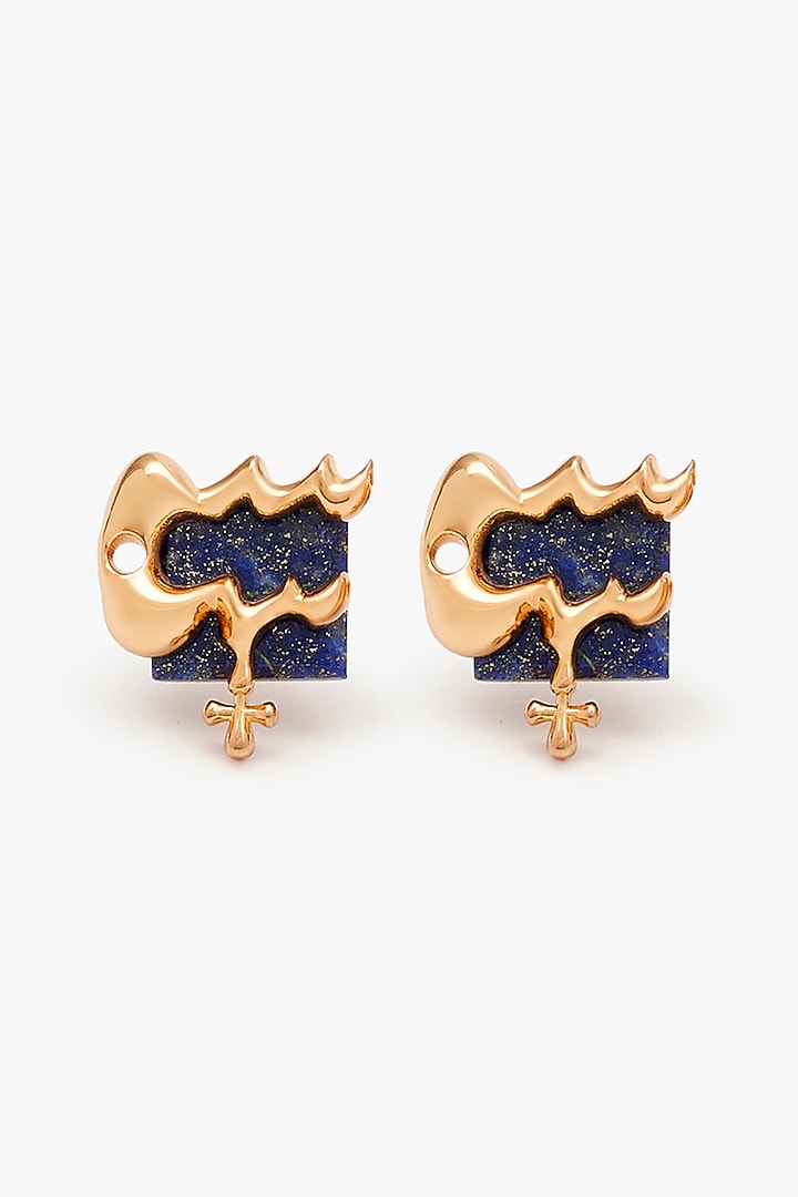Gold Plated Handcrafted Zodiac Stud Earrings by Outhouse at Pernia's Pop Up Shop