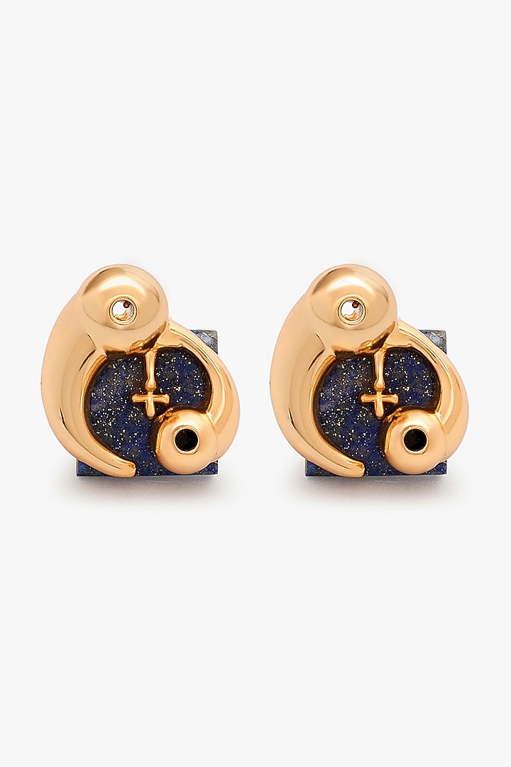 Gold Plated Handcrafted Zodiac Stud Earrings by Outhouse at Pernia's Pop Up Shop