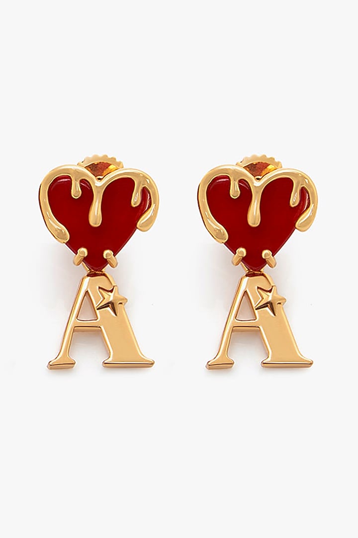 Gold Plated Heart Stud Earrings by Outhouse at Pernia's Pop Up Shop