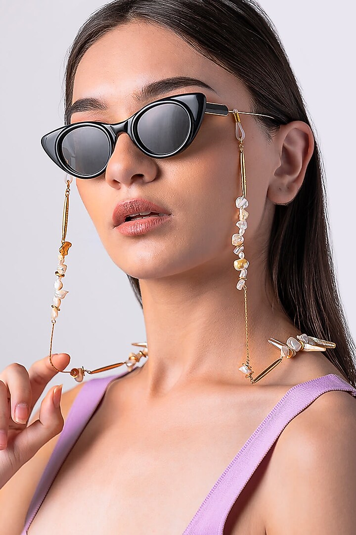 Gold Plated Baroque Pearls Optical Chain by Outhouse at Pernia's Pop Up Shop