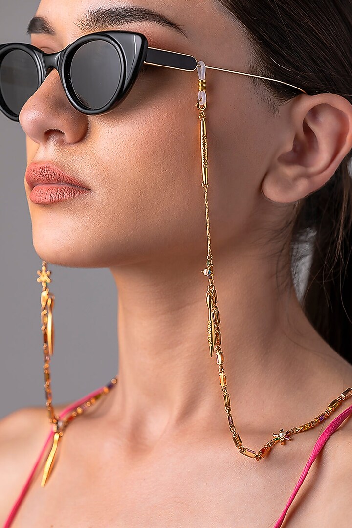 Gold Plated Motif Embellished Optical Chain by Outhouse at Pernia's Pop Up Shop