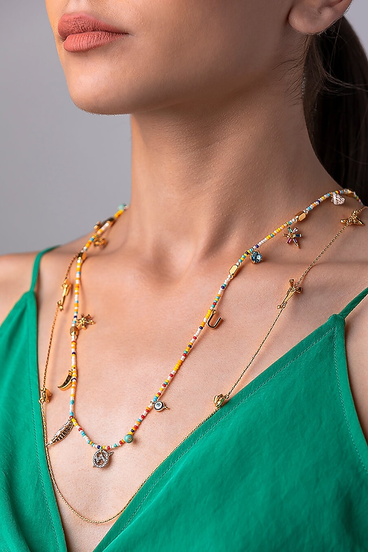 Gold Plated Handcrafted Embellished Optical Chain by Outhouse at Pernia's Pop Up Shop