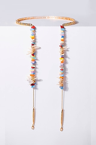Gold Plated Handcrafted Baroque Pearls & Embellished Optical Chain by Outhouse