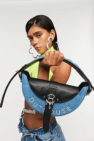 Denim Blue Vegan Leather Bag by Outhouse