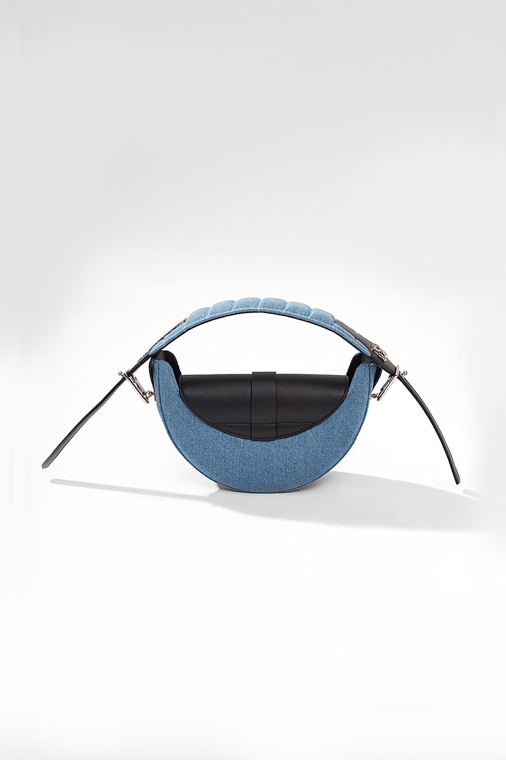 Denim Blue Vegan Leather Bag by Outhouse at Pernia's Pop Up Shop