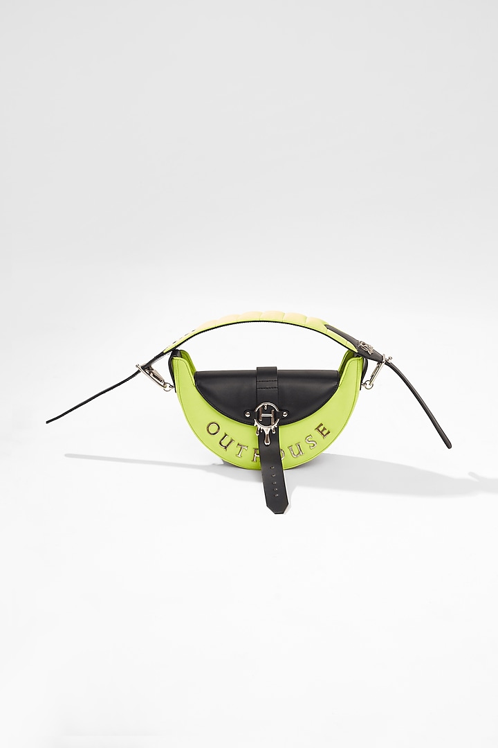 Cyber Lime Green Vegan Leather Bag by Outhouse at Pernia's Pop Up Shop