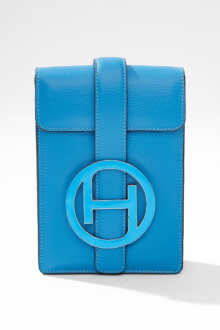 Ocean Blue Vegan Leather Messenger Bag by Outhouse at Pernia's Pop Up Shop