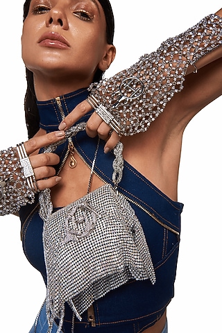 Silver Crystal Glove In Brass by Outhouse