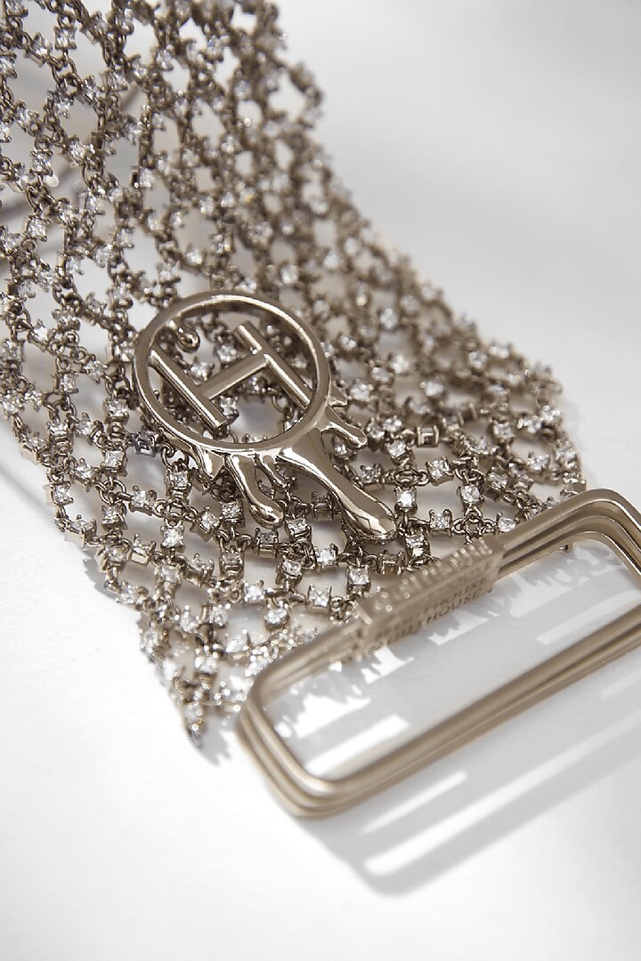 Silver Crystal Glove In Brass by Outhouse at Pernia's Pop Up Shop