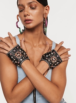 Black Vegan Leather Glove by Outhouse