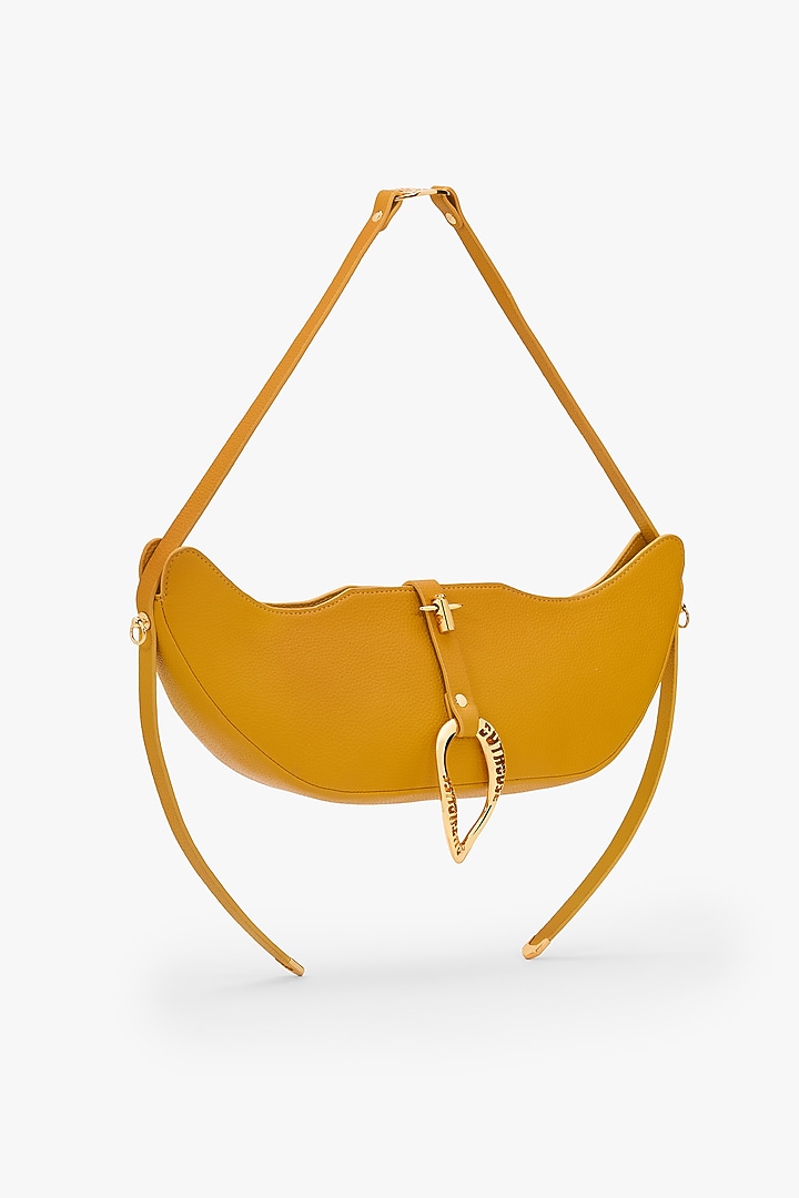Ochre Yellow Vegan Leather Swing Bag by Outhouse at Pernia's Pop Up Shop