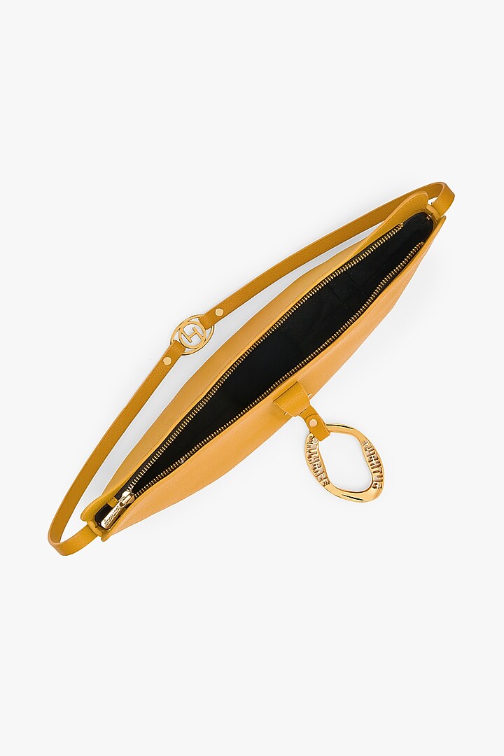 Ochre Yellow Vegan Leather Swing Bag by Outhouse at Pernia's Pop Up Shop