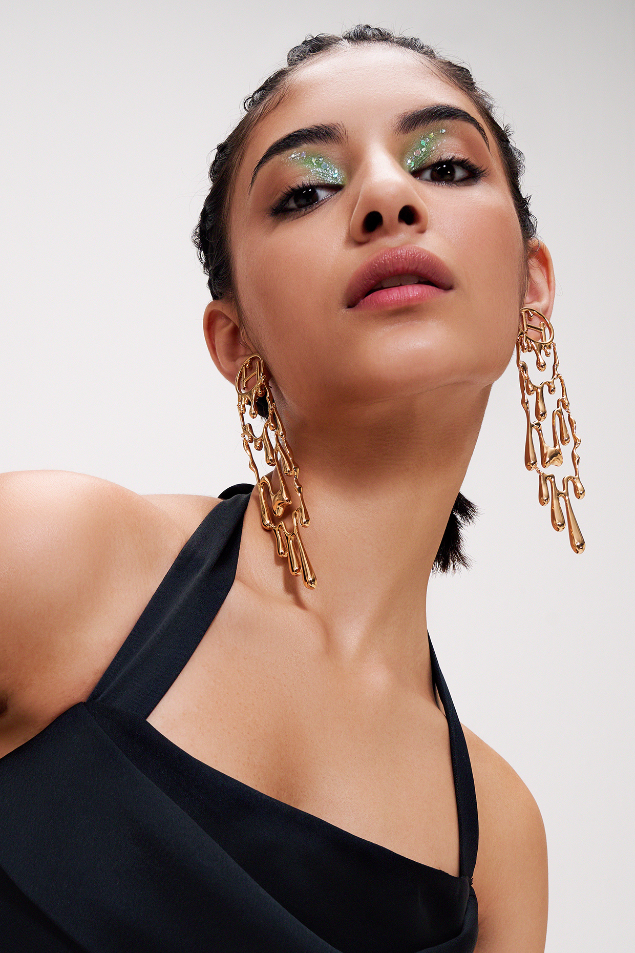 Gold Plated Free Fall Earrings by Outhouse at Pernia's Pop Up Shop