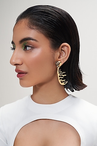 Gold Plated Half Hoop Earrings by Outhouse