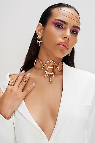 Gold Plated Link Choker Necklace by outhouse