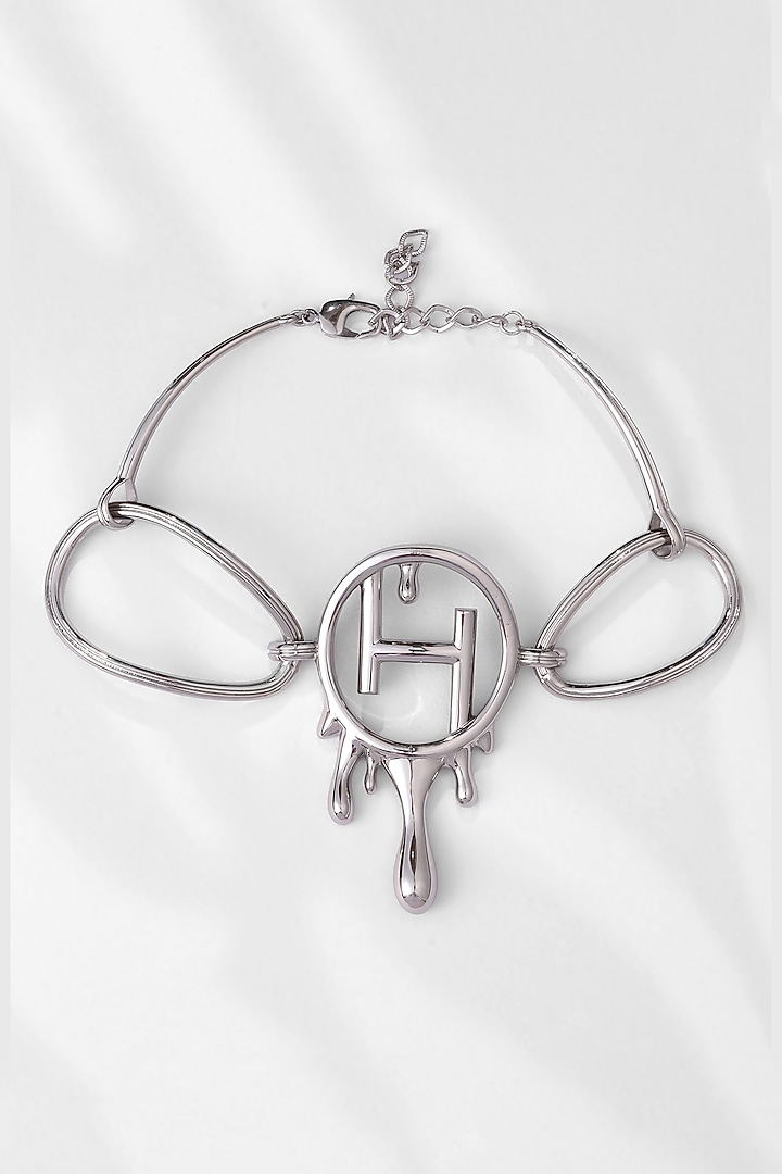 White Rhodium Plated Link Choker Necklace by Outhouse at Pernia's Pop Up Shop