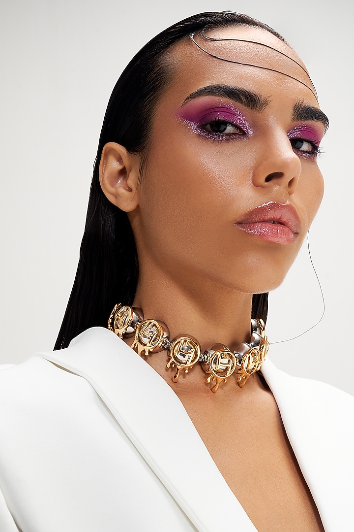 Two Tone Plated Choker Necklace by Outhouse at Pernia's Pop Up Shop