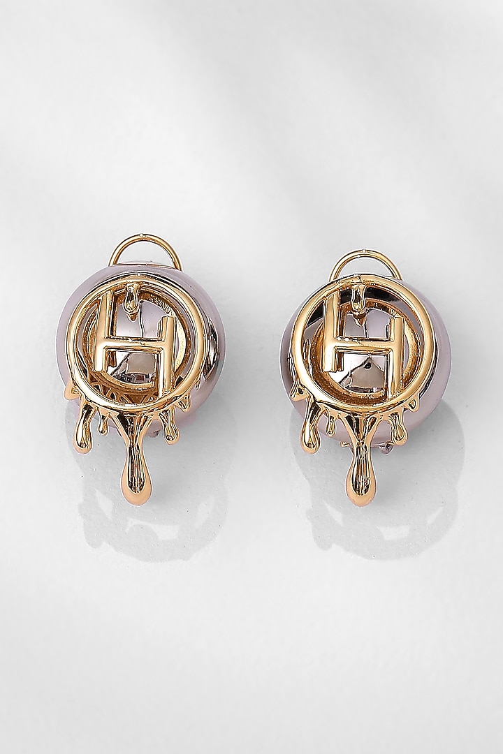 Two Tone Plated Midi Stud Earrings by Outhouse at Pernia's Pop Up Shop