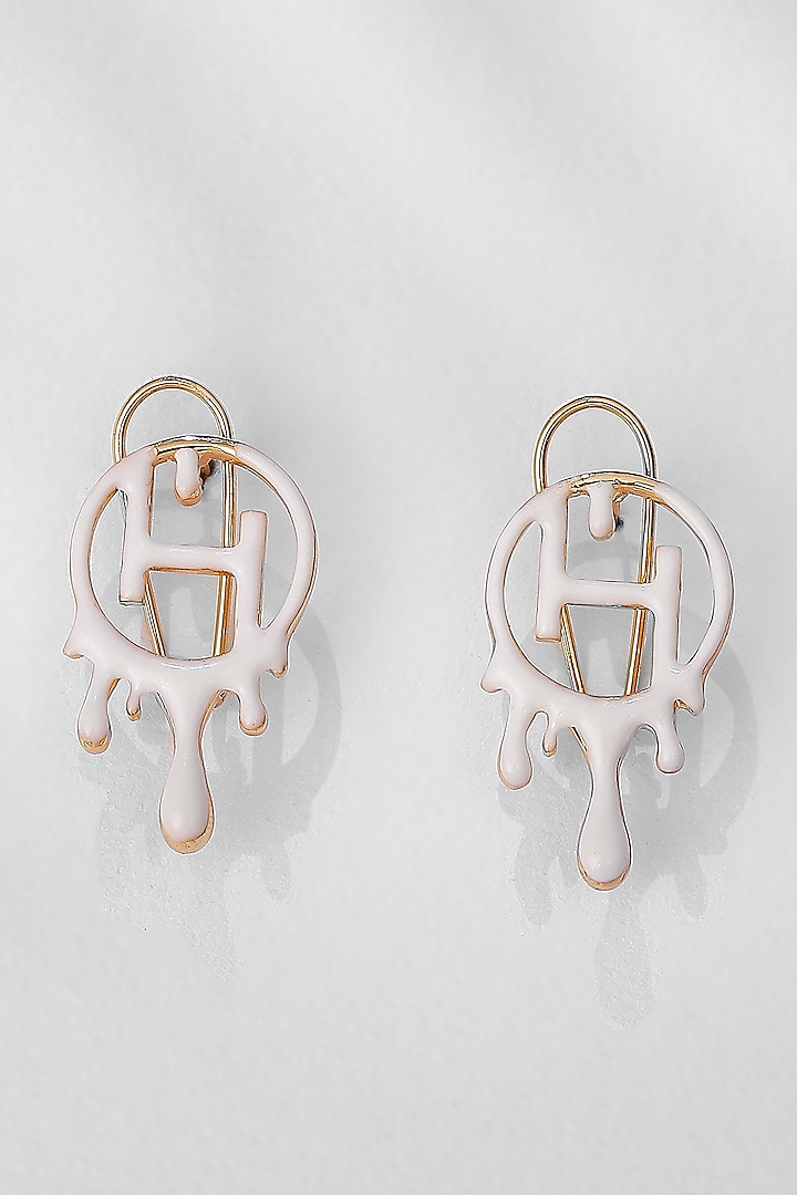 Gold Plated Drip Stud Earrings by Outhouse