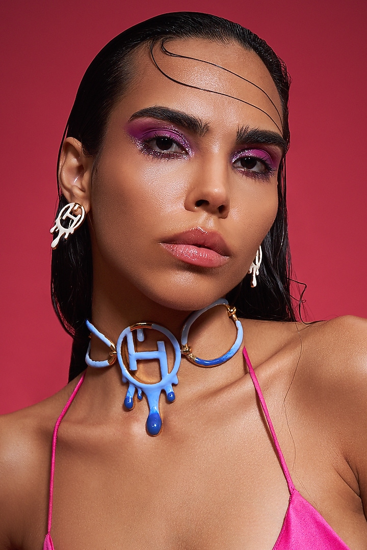 Gold Plated Drip Stud Earrings by Outhouse at Pernia's Pop Up Shop