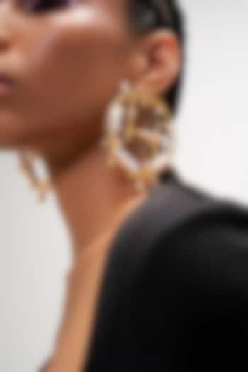 Gold Plated Keshi Pearl Monogram Earrings by Outhouse at Pernia's Pop Up Shop