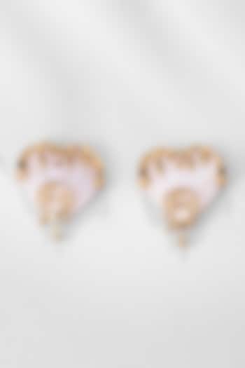 Gold Plated Heart Shell Earrings by Outhouse