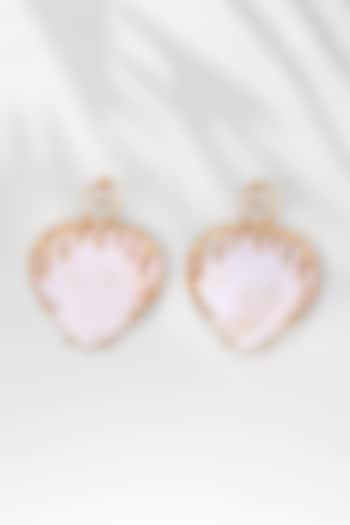 Gold Plated Heart Shell Earrings by Outhouse