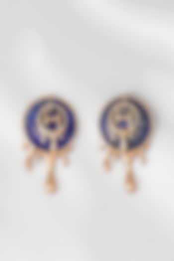 Gold Plated Semi-Precious Lapis Stud Earrings by Outhouse