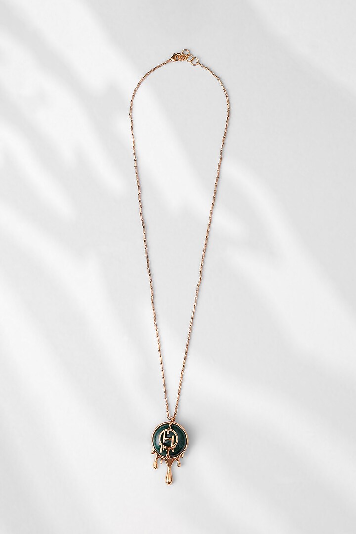 Gold Plated Semi-Precious Malachite Necklace by Outhouse at Pernia's Pop Up Shop