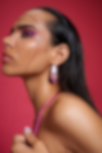 Gold Plated Pink Enamelled Hoop Earrings by Outhouse at Pernia's Pop Up Shop