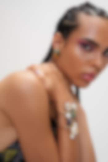 Gold Plated Pearl & Lapis Hand Cuff by Outhouse at Pernia's Pop Up Shop