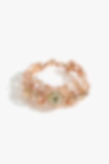 Rose Gold Plated Cubic Zirconia & Heart-Shaped Prehnite Stone Choker Necklace by Outhouse at Pernia's Pop Up Shop