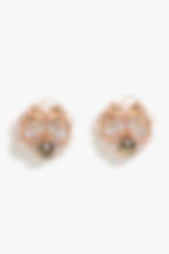 Rose Gold Plated Cubic Zirconia Stud Earrings by Outhouse at Pernia's Pop Up Shop