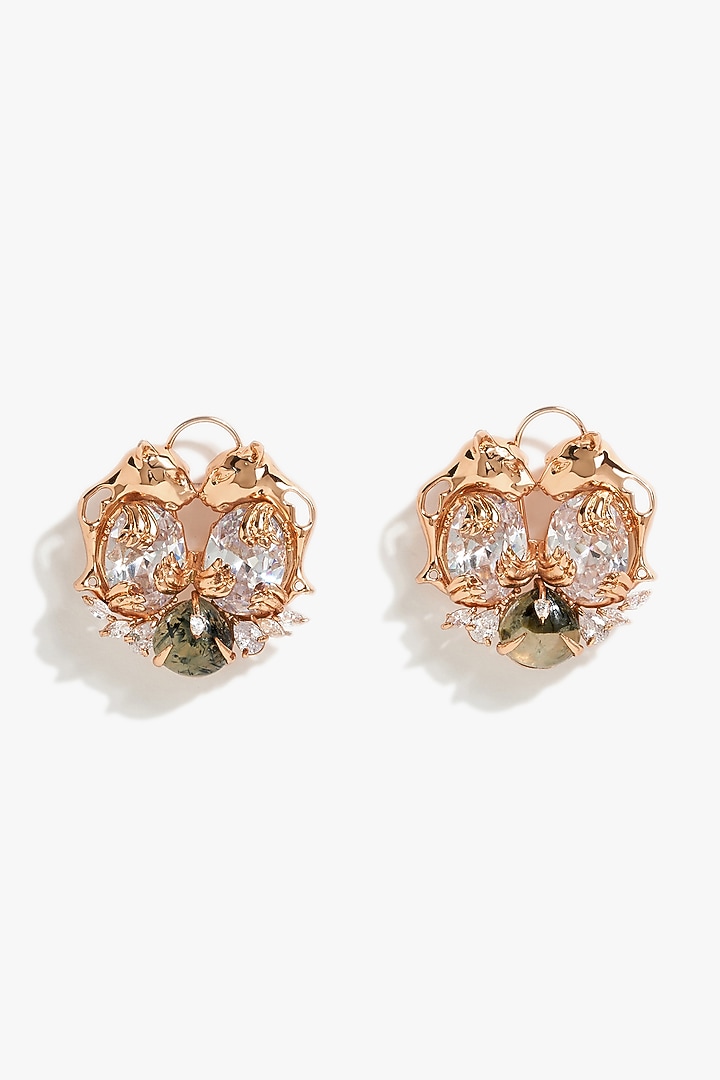 Rose Gold Plated Cubic Zirconia Stud Earrings by Outhouse at Pernia's Pop Up Shop