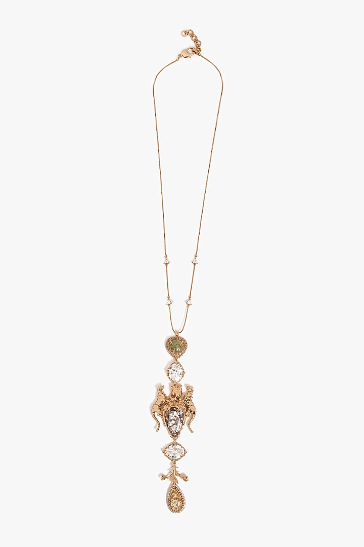 Rose Gold Plated Green Prehnite Stone Pendant Necklace by Outhouse at Pernia's Pop Up Shop