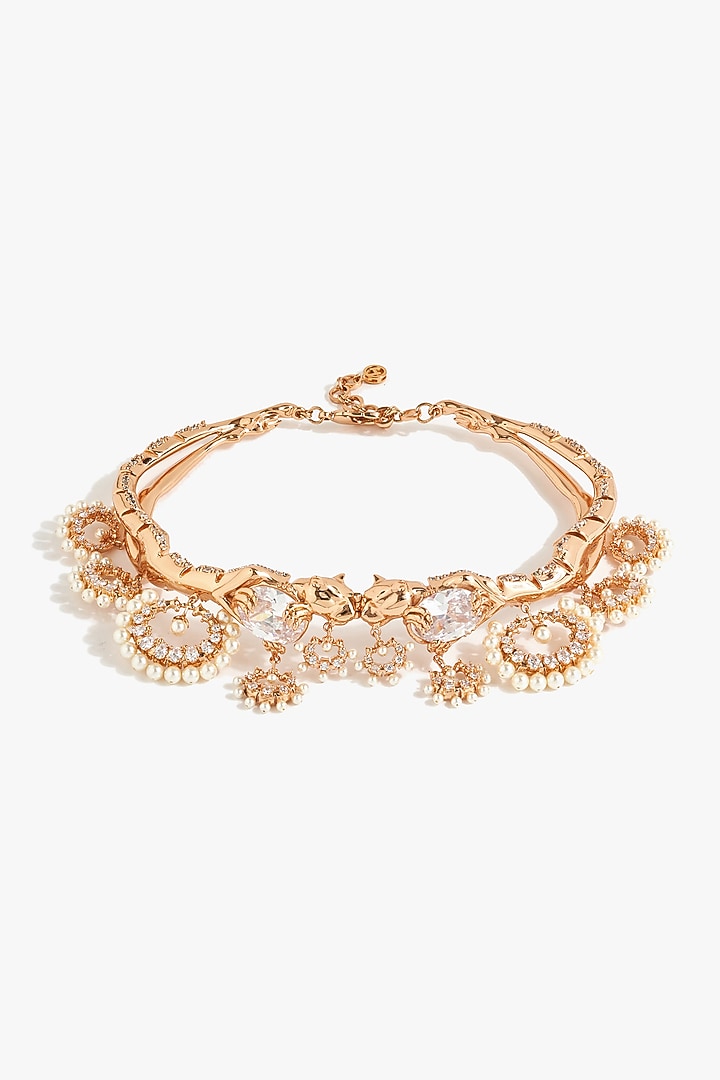 Rose Gold Plated Teardrop Pearl Choker Necklace by Outhouse at Pernia's Pop Up Shop