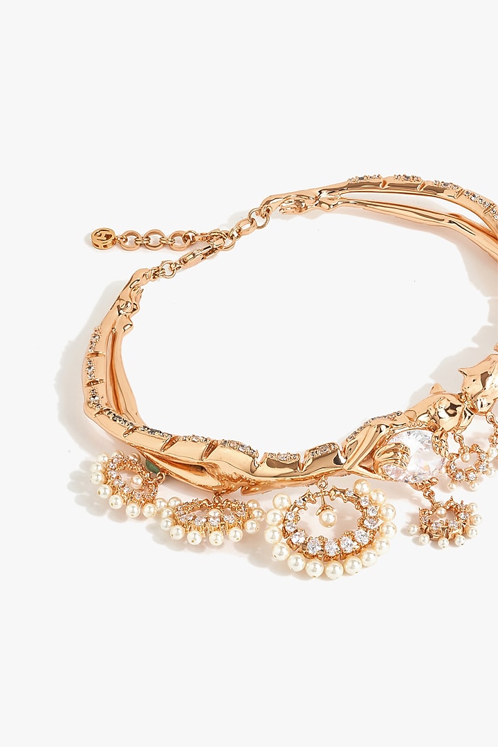 Rose Gold Plated Teardrop Pearl Choker Necklace by Outhouse at Pernia's Pop Up Shop