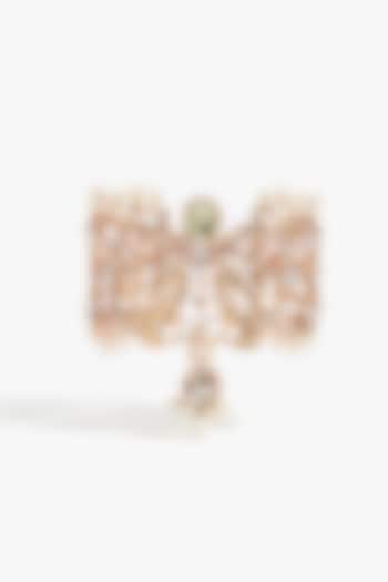 Rose Gold Plated Prehnite Drop & Cubic Zirconia Cuff by Outhouse at Pernia's Pop Up Shop