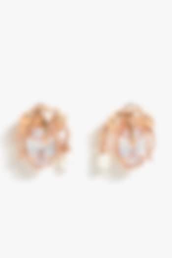 Rose Gold Plated Pearl & Crystal Stud Earrings by Outhouse at Pernia's Pop Up Shop