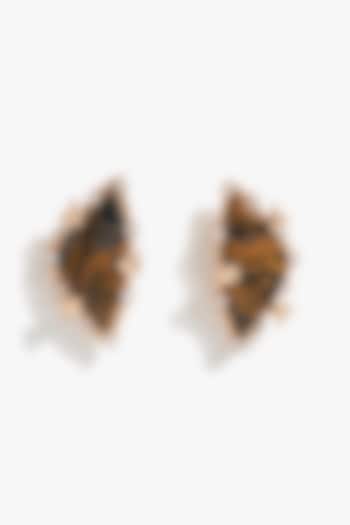 Rose Gold Plated Cabochon Stone & Cubic Zirconia Stud Earrings by Outhouse at Pernia's Pop Up Shop