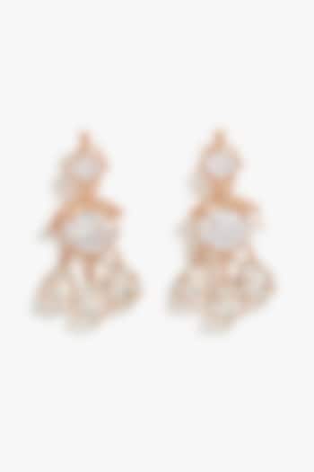 Rose Gold Plated Swarovski Stone Dangler Earrings by Outhouse at Pernia's Pop Up Shop