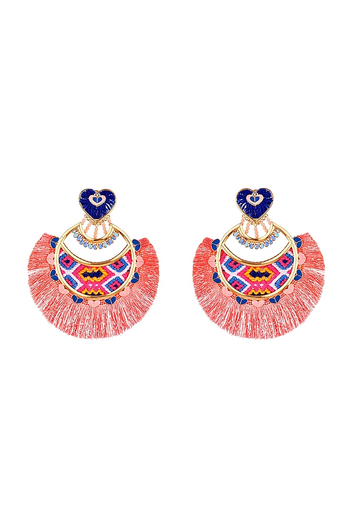 Rose Gold Plated Handwoven Earrings by Outhouse