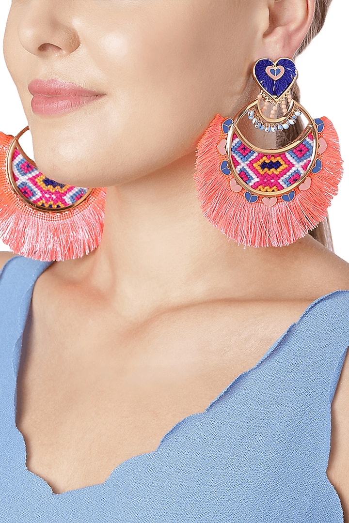 Rose Gold Plated Handwoven Earrings by Outhouse at Pernia's Pop Up Shop