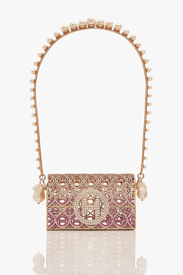 Rose Gold Finish Brass Pearl Bag by Outhouse at Pernia's Pop Up Shop