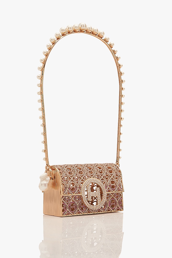 Rose Gold Finish Brass Pearl Bag by Outhouse at Pernia's Pop Up Shop