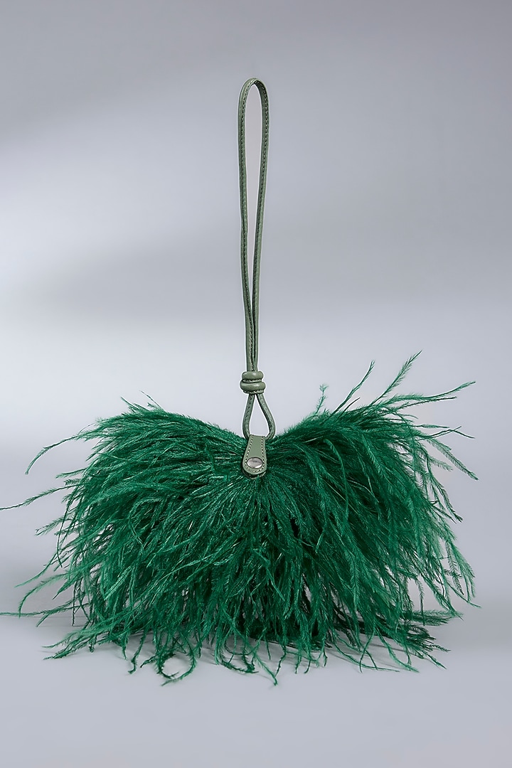Amazon Green Vegan Leather Feather Minivet Bag by Outhouse at Pernia's Pop Up Shop